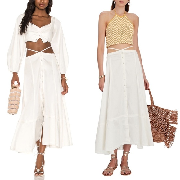NWT Cult Gaia Dani Button Front Maxi Skirt in Off White Sz. L - Picture 1 of 12